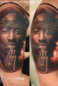 strange colored candles and portrait tattoo designs