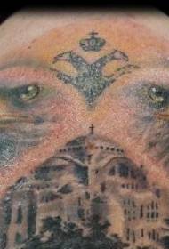 Shoulder color big ancient city eagle tattoo picture