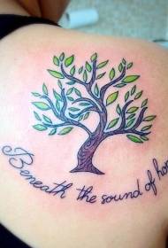 color de hombro Hermoso patrón de tatuaje de árbol grande