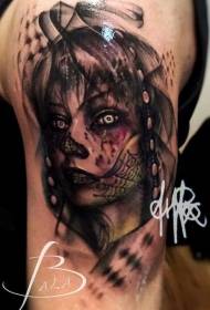 spalla tatuaggio nero e marrone stile scuola nuove donne