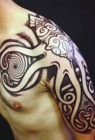 Spalla grande immagine multicolore del tatuaggio dell'ornamento misterioso