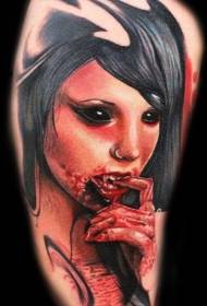 rameno barva hrůza elektrický obraz krvavý upír žena tetování
