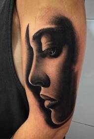 rokas melnbalts reālistiska stila sieviešu portreta tetovējums