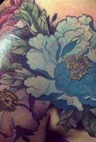 shoulder color peony Flower tattoo pattern