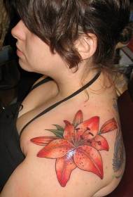 modello di tatuaggio giglio femmina spalla colore
