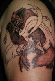 Guaillí leath-dhaite de phatrún tattoo Werewolf