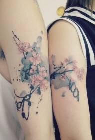 ແບບຄູ່ຜົວເມຍຂອງອາຊີດອກໄມ້ທີ່ສວຍງາມທີ່ມີຮູບແຕ້ມ tattoo