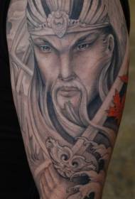 Persoan mei grutte earm fan Aziatysk strider tattoo-patroan