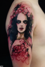 nye stil fargede skulder kvinner med blomster tatoveringsmønster