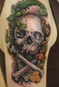 Váll színű gomba koponya tetoválás minta