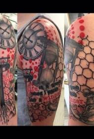 PS image processing software style color clock tattoo