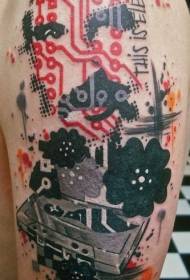 PS-beeldverwerkingssoftwarestijl kleurde verschillende accessoires tattoo-patroon 59713 - rommelachtige gekleurde vrouwen met grote kaars tattoo-patroon