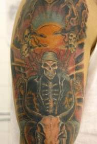 Shoulder color skull death tattoo picture
