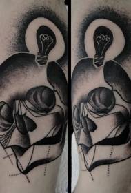 Сюрреалістичний стиль чорний неонові лампочки татуювання візерунок