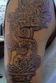 Chifanizo cha mwala wa njoka ya Aztec wokhala ndi tattoo yayikulu yamanja