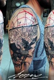 Babban hannu surreal style m mace da kuma tashi tsuntsu tsarin