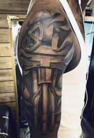 Groot zwart persoonlijk mechanisch tattoo-patroon