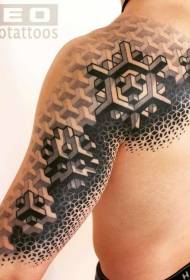Rameno geometrický štýl čierne trojrozmerné dekoratívne tetovanie