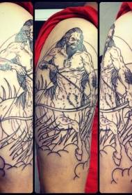 Modello di tatuaggio Sagittario nero vecchio braccio grande scuola
