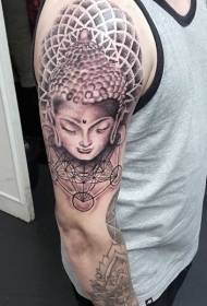 Lengannya hitam dan abu-abu seperti patung Buddha dan ornamen pola tato