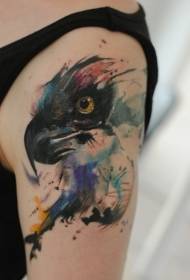 Tema di tatuatu di capu d'aquarela di bracciu à l'acquarellu grande
