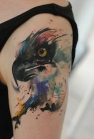 Big arm watercolor eagle head tattoo pattern