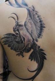 Black grẹy Phoenix pada tatuu apẹrẹ