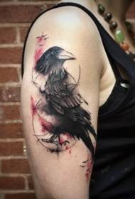 Grand motif de tatouage oiseau noir