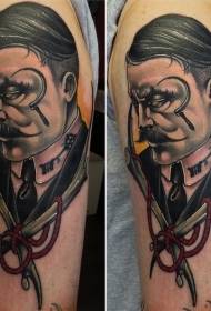 Grutte earmkleur mysterieuze manportret tattoo patroan