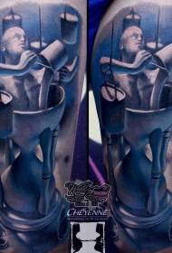 Clessidra grigio blu a braccio grosso con motivo a statua