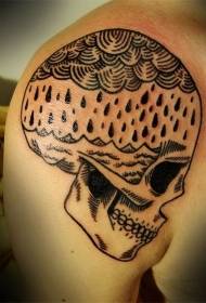 Grote zwarte regendruppels zee schedel tattoo patroon