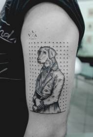 Stor svart linje halv mann halv hund tatoveringsmønster