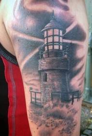 Vecchio tatuaggio in stile grigio nero e motivo tatuaggio onda