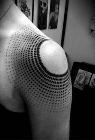 Semplice modello di tatuaggio creativo punto tribale nero sulla spalla