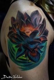 Modello di tatuaggio di loto colorato stile decorativo grande braccio