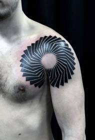 Apẹrẹ tatuu geometric tatuu dudu pẹlu apẹrẹ ejika ti o rọrun