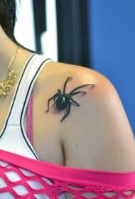 Zwart klein spider schouder tattoo patroon