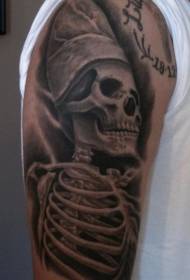 Образец за тетоважа со букви од скелетни букви