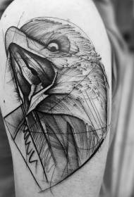 Motif de tatouage de grosse ligne noire aigle