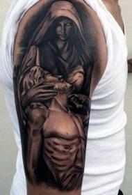 Aarm schwaarz gro dramatesch reliéis Tattoo Muster