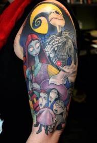 Ljusfärgad zombie tecknad tatuering mönster med stor arm
