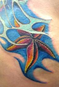 Cute starfish tlasa mokhoa oa tattoo oa metsi