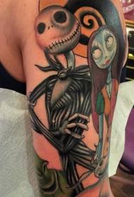 Рука пофарбовані зомбі наречена пара мультфільм татуювання візерунок