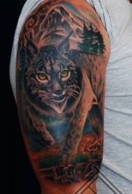 Pánské Barrow malované divoké kočky a horské tetování vzor