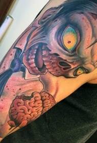 Lielās rokas jautrība krāsains zombiju karikatūras tetovējums
