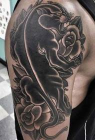 Big arm new school panther and rose tattoo pattern