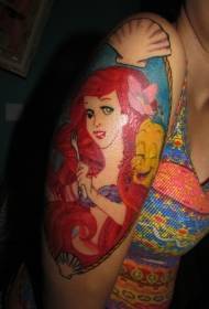 Daang eskuylahan sa bukton sa bukton nga gipintalan ang cartoon mermaid alley nga laraw sa litrato sa tattoo