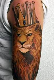 Lengan kartun singa raja warna tato