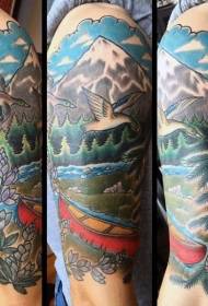 Velké paže krásné barevné divoké zvíře lesní tetování vzor