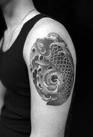 Big arm Japanese traditional black squid spray tattoo pattern